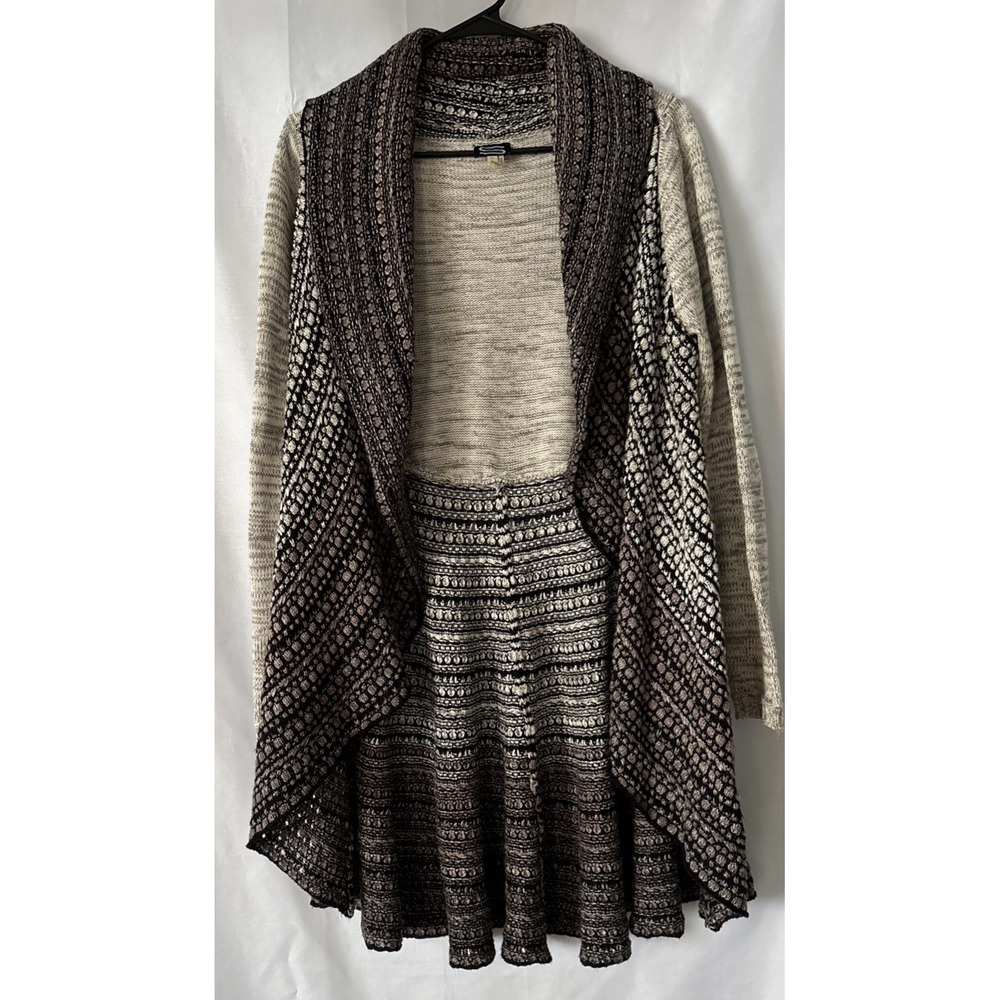 SIONI STUDIO Knit Cardigan Sweater Open Drape Front Waterfall Boho Gypsy  M‎